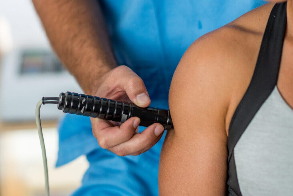 A close up on a machine used by a physiotherapist during treatment